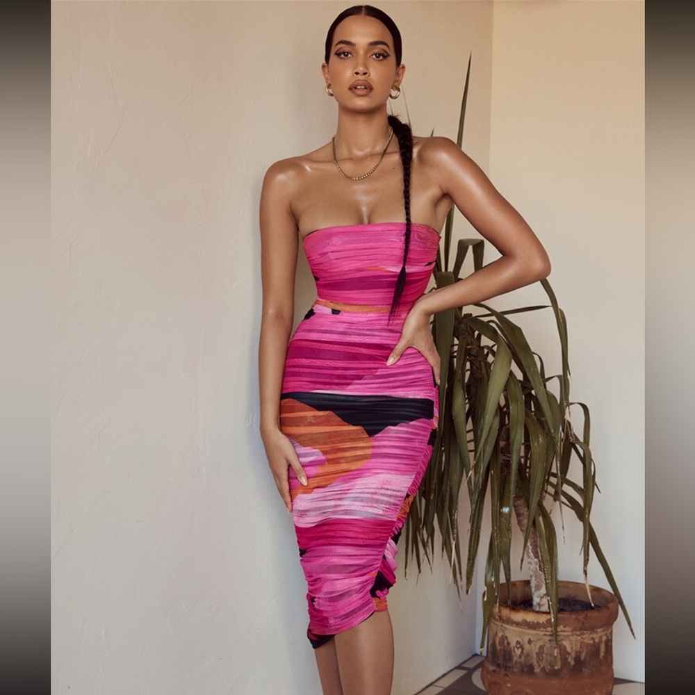 House of CB Pink Strapless Dress